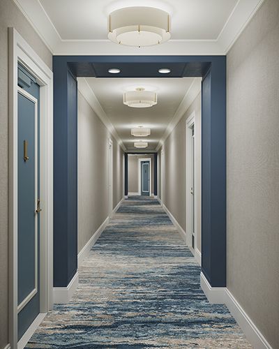 Corridor Design | South Florida | ALine Studio Lobby Design Apartment, Condo Lobby Design, Apartment Building Hallway, Hotel Corridor Design, Elevator Lobby Design, Senior Living Design, Florida Hotel, Interior Design New York, Medical Office Decor