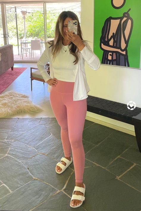 Pink Workout Leggings. White Crop Top for Women. White Long Sleeve Jacket. Amazon Finds. Stylish Outfits for Women over 50. Comfy Summer Outfit for Women | Everyday Style | Melissa Meyers | The Glow Girl Coral Leggings Outfit, Leggings Crop Top Outfit, Pink Leggings Outfit Casual, Colorful Leggings Outfit, Crop Leggings Outfit, Spring Leggings Outfit, Summer Leggings Outfits, Colored Leggings Outfit, White Leggings Outfit