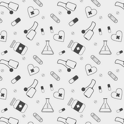 Pattern with medical supplies pills and ... | Premium Vector #Freepik #vector #medical-texture #modern-illustration #medical-tech #graphics Medical Vector Illustration, Tech Graphics, Beautiful Background Designs, Medical Pattern, Notion Icons, Epidermolysis Bullosa, Medical Drawings, Medical Tech, Medical Theme