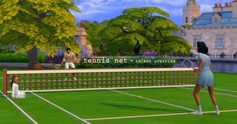 Okay, not really. It’s the net from the ping pong table resized + overrides but… Tennis! It comes with an override that turns the paddles into rackets, so keep in mind this will override the original ping pong paddles too. Casas The Sims Freeplay, Sims 4 Stories, Tennis Net, Sims 4 Black Hair, Sims 4 Traits, The Sims 4 Packs, Sims 4 Expansions, Tumblr Sims 4, Sims 4 Gameplay