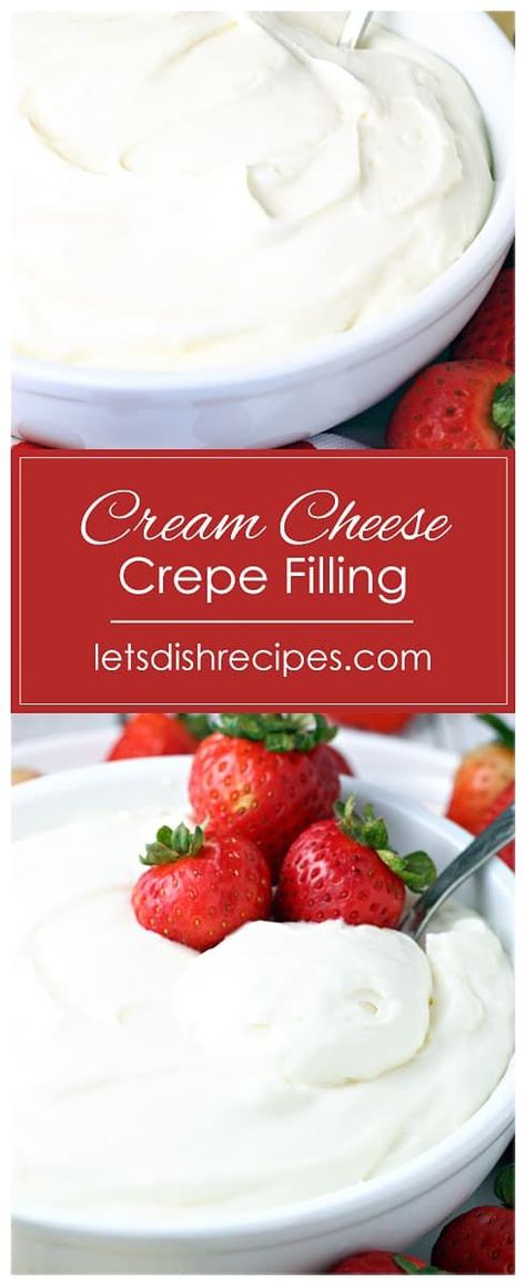 Pancakes With Cream Cheese Filling, Cream Cheese Sauce Sweet, Crepe Cream Cheese Filling Recipes, Cream Filling For Crepes, Crepe Videos, Crepe Filling Ideas Sweet, Cream Cheese Filling For Crepes, Strawberry Cream Cheese Crepes, Crepe Filling Ideas