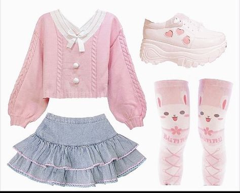 Kawaiicore Outfit Ideas, Kawaii Outfit Ideas For School, Littlespacecore Outfits, Cutecore Outfit Ideas, Age Reggresion Outfits, Outfit Inspo Kawaii, Kuromi Pink, Cutecore Clothes, Soft Egirl