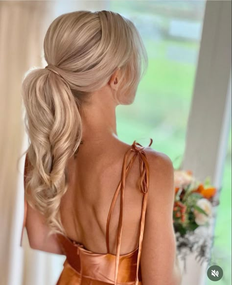 Wedding Hair For Bridesmaids Ponytail, Brides Hairstyles Ponytail, Bridesmaid Textured Ponytail, Loose Ponytail Bridesmaid Hair, Bridesmaid Hair Updo High Ponytail, Bride Wedding Hair Ponytail, Mother Of The Bride Ponytail, Updos For Medium Length Hair Wedding Bridesmaid Pony Tails, Up Do Ponytail Wedding