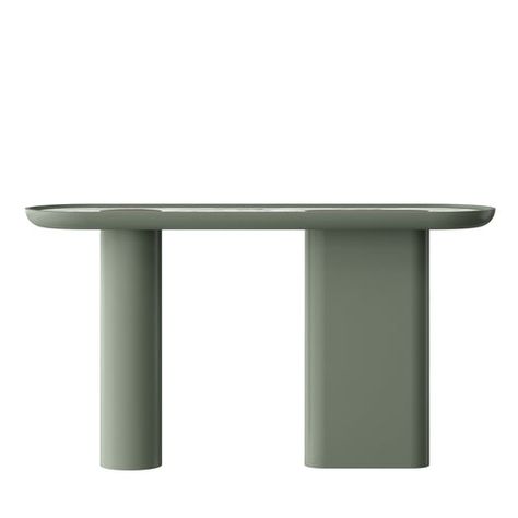 Part of the Creta series, this console is fully lacquered in a matte H/Halcyon Green finish with one round and one oval leg. The shaped top is enriched with a White Arabescato marble insert and some satin inox details. Colorful Console Table, Halcyon Green, Formal Room, Arabescato Marble, Mediterranean Decor, Bright Patterns, Swivel Armchair, Design Advice, Aesthetic Room Decor