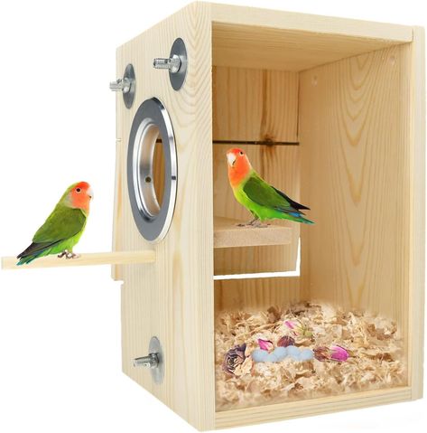 CooShou Bird Nest Box Parakeet Breeding Nest Box Bird Nest House Wooden Acrylic Transparent Breeding Box for Finch Lovebirds Cockatiel Budgie Conure Parrot Pigeon Nest, Cockatiel Cage, Birds Pet, Bird Nesting Box, Conure Parrots, Bird Houses Ideas Diy, Nest Box, Bird Aviary, Vintage Bird Cage