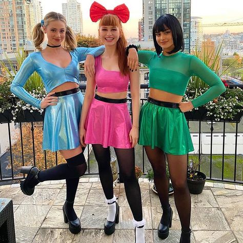 Epic Halloween Costumes, Powerpuff Girls Costume, Cute Group Halloween Costumes, Engagement Photo Outfits Fall, Duo Costumes, Trio Halloween Costumes, Diy Kostüm, Puff Girl, Halloween Costume Outfits