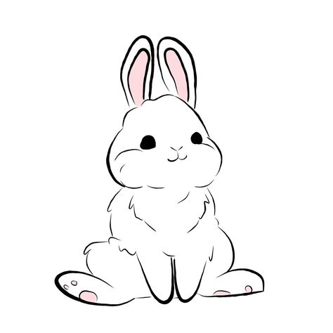 Cute Bunny Sketches Easy, Cute Bunny Face Drawing, Drawing Cute Rabbit, Funny Bunny Drawing, Bunny Sitting Drawing, Kawaii Rabbit Drawing, Rabbit Illustration Character, Cute Rabbit Drawing Easy, Cute Bunnies Drawing