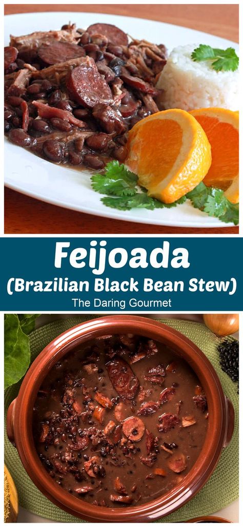 Feijoada Recipe Brazil, Beef And Bean Stew, Feijoada Recipe, Braised Oxtail, Meat Stew, Black Bean Stew, Brazil Food, Brazilian Dishes, Black Bean Recipes