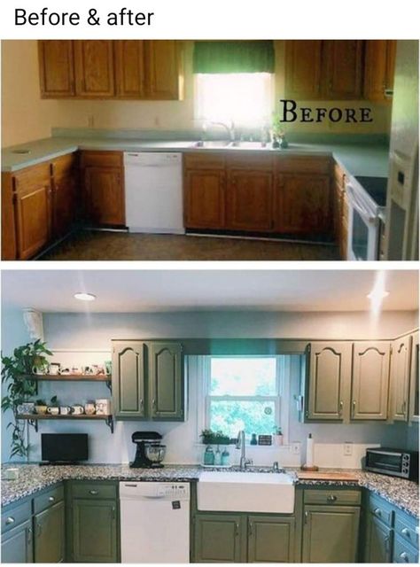 Double Wide Remodel, Diy Kitchen Hacks, Kitchen Storage Hacks, Kitchen Cabinets Makeover, House Decor Rustic, Fireplace Makeover, Kitchen Remodeling, Rustic Farmhouse Decor, Kitchen Remodel Idea