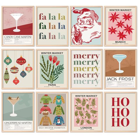 PRICES MAY VARY. What You Will Get - The package includes 12 pieces Christmas wall art prints, each prints measure about 20 x 25 cm/8 x 10 inch, large size is quite suitable for wall decoration and photo frames. Please note that they are not framed. Retro Design - These art posters are designed in Christmas theme, all in different styles, printed with Santa, cocktail, the words of merry and more, delicate and vintage, creating a unique atmosphere. Durable Material - Our wall art prints are made Christmas Poster, Natal, Patchwork, Preppy Xmas, Winter Market, Illustration Noel, Christmas Trends, Xmas Decor, Christmas Wall Art