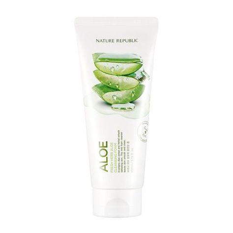 FRESH HERB ALOE CLEANSING FOAM | NatureRepublic Nature, Aloe Vera Cleanser, Wet Hands, Cheek Makeup, Excess Skin, Nature Republic, Hair Pack, Aloe Vera Extract, Facial Cleansers