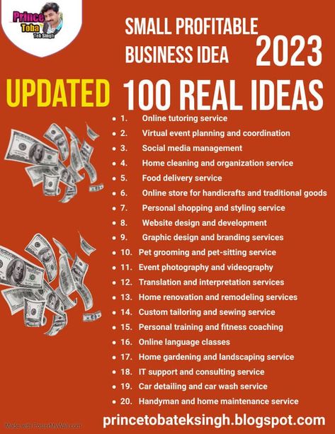 1. Online tutoring service
2. Virtual event planning and coordination
3. Social media management
4. Home cleaning and organization service
5. Food delivery service
6. Online store for handicrafts and traditional goods
7. Personal shopping and styling service
8. Website design and development
9. Graphic design and branding services
10. Pet grooming and pet-sitting service Small Town Business Ideas, List Of Business Ideas, Marketing Ideas For Small Business, Small Business Ideas Startups, Creative Marketing Ideas, Profitable Business Ideas, Business Ideas List, Profitable Small Business Ideas, Ideas For Small Business