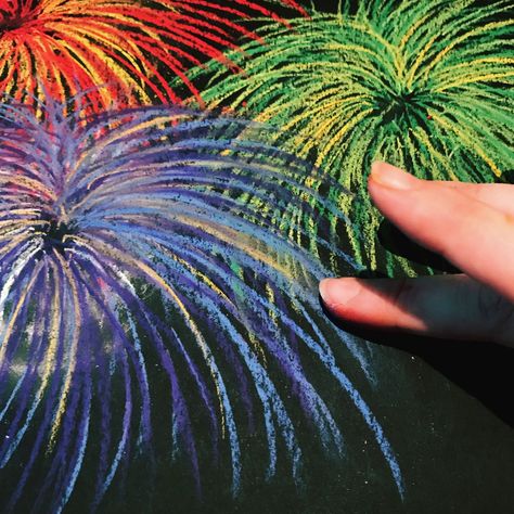 Creativity Camp: Chalk Pastel Fireworks — ETSY DALLAS Pastel Fireworks, Drawing With Pastels, How To Draw Fireworks, Scratch Book, Chalk Pastel Art, Chalk Pastel, Organic Lines, Chalk Pastels, Circular Pattern