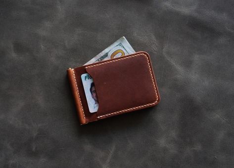 Money Clip Leather Wallet, Leather Money Clip, Leather Money Clip Wallet, Leather Laptop Sleeve, Leather Money Clips, Leather Credit Card Holder, Slim Leather Wallet, Horween Leather, Clip Cards