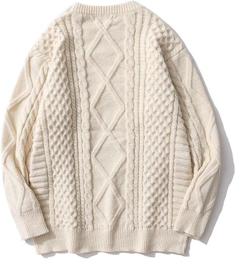 Aelfric Eden Cable Knit Sweater Women Vintage Chunky Cream Sweater Men Woven Crewneck Knitted Pullover White Streetwear Fashion Outfits, Top Streetwear Brands, Aelfric Eden, Comfortable Sweater, Japanese Streetwear, Stylish Sweaters, Woven Pattern, Sweater Collection, Clothing Details