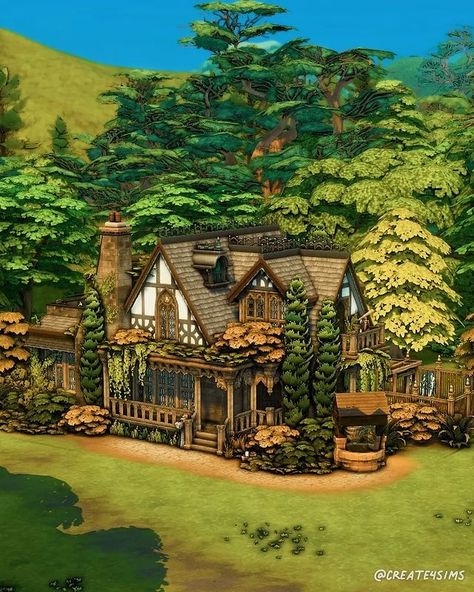 Sims 4 Witch House, Gothic Cottage, Witchy Cottage, Witches Cottage, Witchy House, 7 Days To Die, Witch Cottage, Sims 4 House Building, Gothic Witch