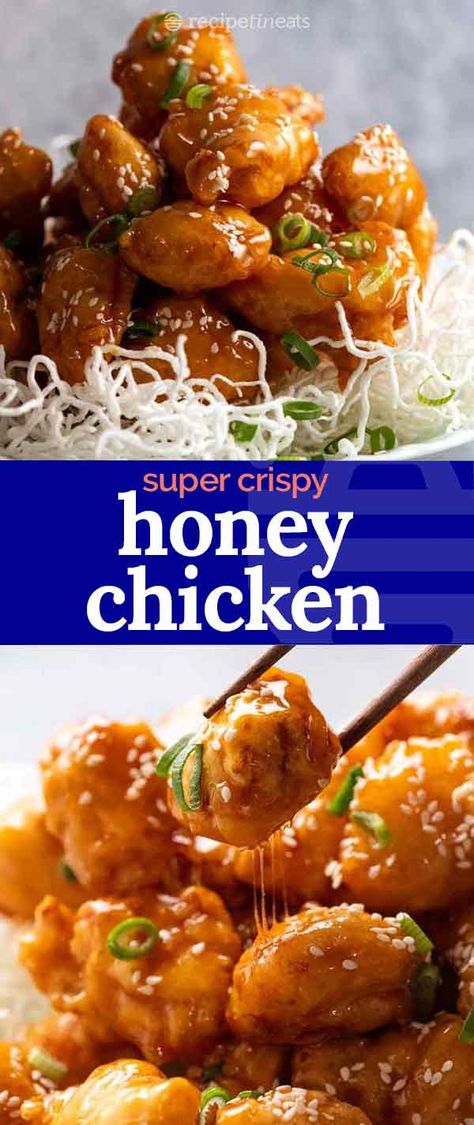 Chinese Honey Chicken, Crispy Honey Chicken, Cooking Secrets, Honey Chicken Recipe, Homemade Chinese Food, Asian Chicken Recipes, Mapo Tofu, Chinese Cooking Recipes, Recipetin Eats