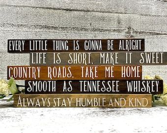 FiresideFarmRI - Etsy Country Song Signs, Home Office Signs, Be Still Sign, Quote Signs, Into The Woods Quotes, Home Wooden Signs, Great Song Lyrics, Country Song, Gonna Be Alright