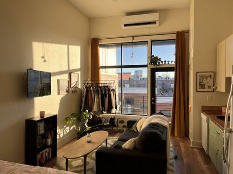 Small Studio House Ideas, 1 Room Apartment Ideas Small Cozy, Studio Flat Decor Small Spaces, Couple Studio Apartment, Comfy Small Apartment, Hipster Studio Apartment, Super Small Apartment Ideas, Dark Wood Studio Apartment, Small Studio Apartment Ideas 500 Sq Ft