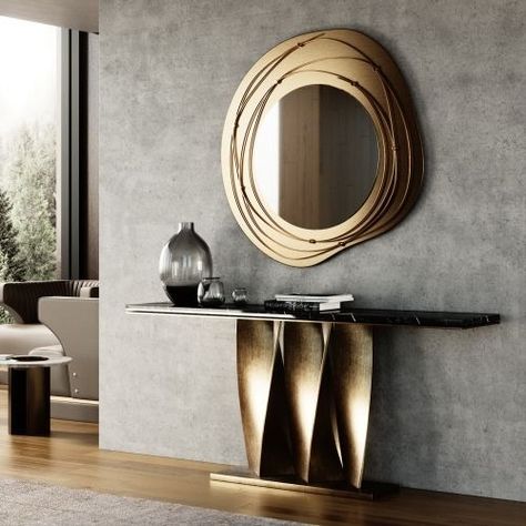 Entrance Console Design, Foyer Wall Decor, Luxury Console, Modern Console Table, Console Table Decorating, Entryway Table Decor, Mirrored Console Table, Console Design, Modern Entryway