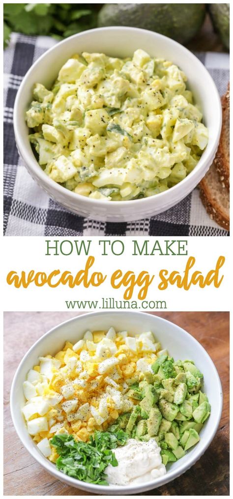 Put a little twist on your regular egg salad by adding in creamy avocado! It's the addition you never knew you needed! So yummy. #avocadoeggsalad #eggsalad #avocado #creamyeggsalad #eggsaladrecipe Eggsalad Avocado, Egg Salad With Avocado, Avocado Egg Salad Recipe, Egg Diet Plan, Salad With Avocado, Avocado Egg Salad, Boiled Egg Diet, Egg Salad Recipe, Egg Diet