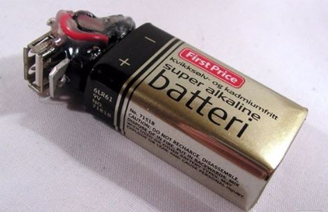 DIY Gadgets - Make Your Own 9V Battery-Powered USB Charger - Homemade Gadget Ideas and Projects for Men, Women, Teens and Kids - Steampunk Inventions, How To Build Easy Electronics, Cool Spy Gear and Do It Yourself Tech Toys #gadgets #diy #stem #diytoys Diy Heater, Recondition Batteries, Batteries Diy, Spy Gear, Diy Gadgets, Diy Tech, Electronics Projects Diy, Lead Acid Battery, Diy Electronics