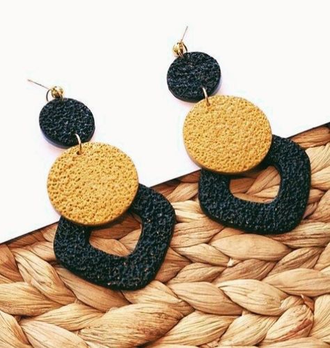 Clay Earrings Black, Unusual Gifts For Women, Etsy Jewelry Handmade, Large Statement Earrings, Earrings Ideas, Polymer Clay Jewelry Diy, Earring Designs, Bold Earrings, Clay Earring