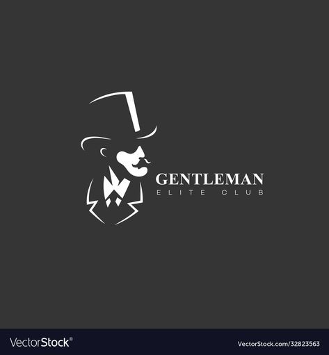 Hat Logo Design, Gentleman Logo, Logo Design Template, Dark Background, Business Names, Top Hat, Dark Backgrounds, Vector Logo, Design Template