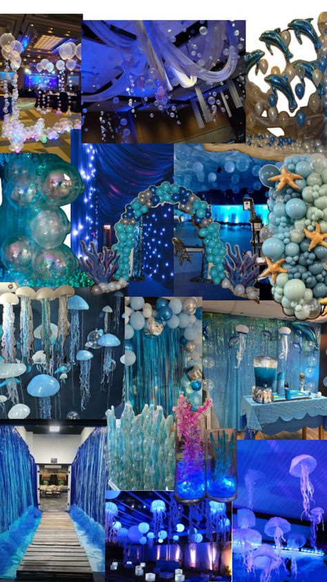 Prom Dance Themes, Under The Sea Quinceanera Theme, Prom Theme Decorations, School Dance Themes, Debut Theme, Prom Planning, Homecoming Themes, Middle School Dance, Under The Sea Decorations