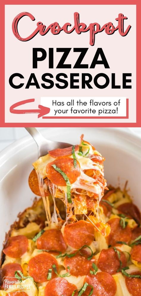 This Crockpot Pizza Casserole recipe has all the flavors of your favorite pizza pie with the ease of using a slow cooker. Cheesy, meaty, oh so tasty! I love the convenience of being able to make it ahead of time on busy weeknights. It only takes a couple of hours to cook in the Crockpot.