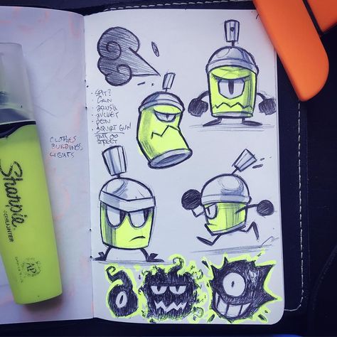 Graffiti Spray Can Characters, Graffiti Boombox Drawing, Spray Can Graffiti Drawing, Cartoon Spray Can, Spray Can Illustration, Sketchbook Highlighter, Graffiti Spray Can Drawing, Spray Can Drawing, Boombox Drawing