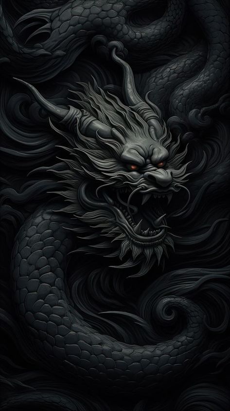 Monochrome chinese dragon black creativity darkness. AI generated Image by rawpixel. | free image by rawpixel.com / Sirikamon Suriyamonthon Iphone Wallpaper Dragon, Vip Background, Dark Iphone Wallpaper, Iphone Wallpaper Dark, Dragon Wallpaper Iphone, Dragon Wallpaper, Geometric Sleeve Tattoo, Japanese Wallpaper Iphone, Dragon Black