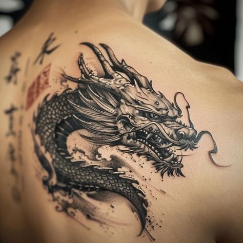 Dragon Tattoos For Men Chest, Dragon Tattoos For Men Back, Chinese Dragon Tattoos Men, Dragon Tattoo Chest Men, Japanese Dragon Tattoos For Men, Dragon Back Tattoos Men, Shoulder Dragon Tattoo, Man Tattoo Ideas, Dragon Tattoo Men