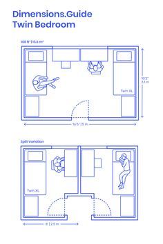 Twin Bed For Small Bedroom, Bedroom Layout Two Beds, Pass Through Bedroom Ideas, Twin Shared Bedrooms, Two Beds In One Room Ideas Adults Layout, How To Make One Bedroom Into Two, Turn 1 Bedroom Into 2, Shared Bedroom Separator Ideas, Small Bedroom Dimensions