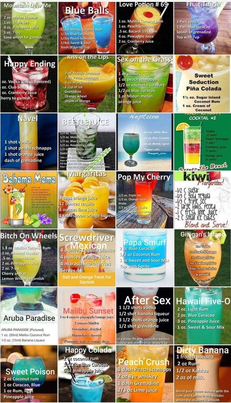 Different Kinds Of Alcohol Drinks, Good Alcoholic Mixed Drinks, Good Drinking Snacks, Drink Ideas For Party Alcoholic, Drinks Alcohol Recipes Birthday, Different Cocktail Recipes, Good Drink Recipes Alcohol, Drinks You Cant Taste Alcohol, Colorful Alcoholic Drinks Recipes