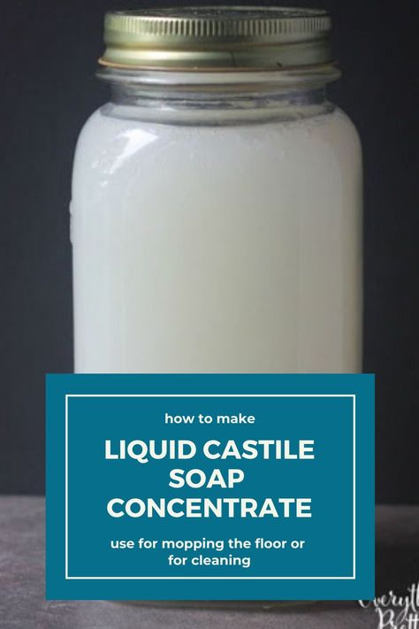 How to make a liquid castile soap concentrate from a bar of Castile soap.  Use this to clean or to mop floors.  This is an easy way to make a liquid castile soap that is concentrated so it doesn't take up a lot of space.  This is a no lye soap recipe and you don't have to grate any soap.  #castilesoap #cleaning Castle Soap, Soap Without Lye, Castile Soap Recipes, Castille Soap, Lye Soap, Clean Baking Pans, Liquid Castile Soap, Homemade Shampoo, Cleaner Recipes