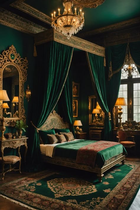 20 Victorian Bedroom Designs To Inspire You – ToolzView Victorian Bedrooms Ideas, Turret Bedroom, Citrus Bedroom, Green Victorian Bedroom, Queen Anne House Interior, Victorian Homes Interior Bedroom, Millionaire Ideas, Victorian Style Bedroom, Regency Bedroom