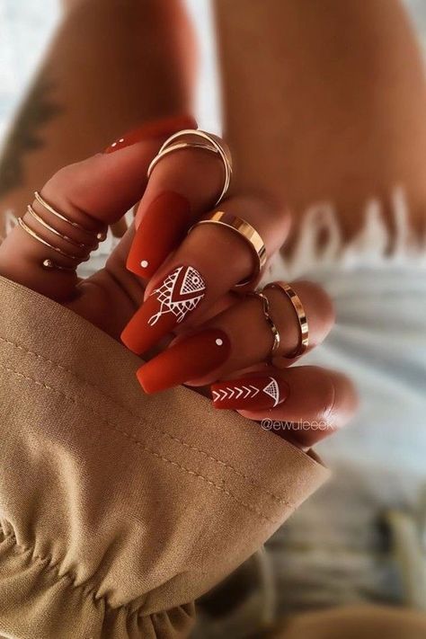 Stylish Nail Design Nail Trends Winter, Country Nail Designs, Country Acrylic Nails, Rodeo Nails, Cowboy Nails, Indian Nails, Western Nails, Boho Nails, August Nails