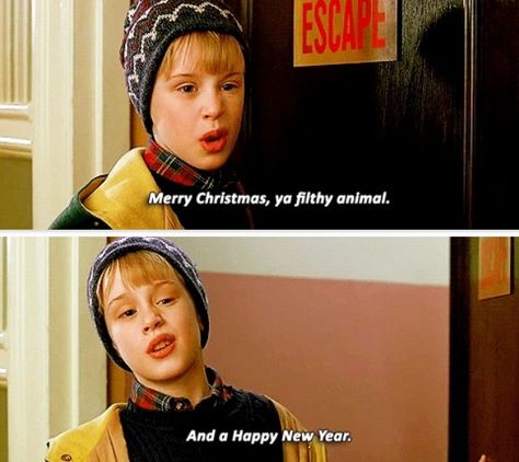 Home Alone:  Merry Christmas ya filthy animal.  And a happy new year. Christmas Jokes, Natal, Kevin Home Alone, Merry Chrysler, Funny Christmas Movies, Home Alone Movie, Christmas Movie Quotes, Christmas Films, Macaulay Culkin