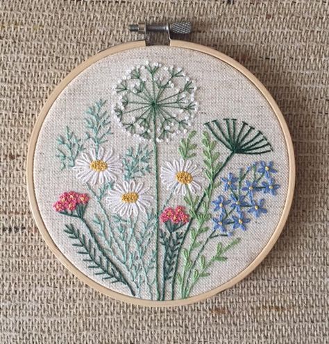 Flowers and herbs embroidery hoop art gift for her / Floral | Etsy Herb Embroidery, Autumn Flowers, Basic Embroidery Stitches, Pola Sulam, Embroidered Gifts, Creative Embroidery, Mural Floral, 자수 디자인, Hand Embroidery Stitches