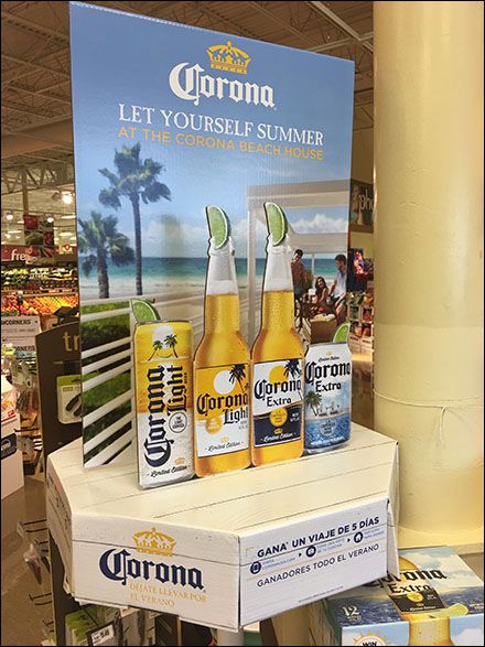 Corona Light-Beer Table-Top Display – Fixtures Close Up In Store Display Merchandising Ideas, Merchandise Table Display Ideas, Table Top Display Ideas, Promotional Items Marketing, Point Of Purchase Display, Beverage Display, Beer Display, Promotion Table, Beer Games