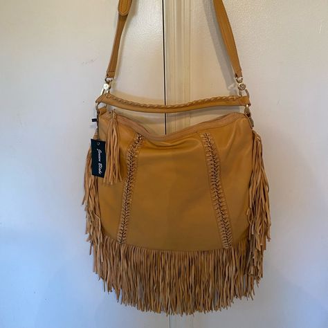 Nwt Beautiful Jensen Blake Purse. Lots Of Fringe And Braided Details. Long Purse Strap Is Detachable. No Stains Or Damage. Purse Dimensions Without Including The Fringe Is 15x17. Leather Fringe Purse, Tooled Leather Bag, Western Purses, Fringe Purse, Tapestry Bag, Stylish Handbags, The Fringe, Purse Strap, Leather Work