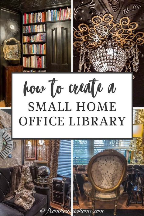 Small Home Office Library, Small Library Room Ideas, Small Library Room, Office Library Ideas, Small Home Library Ideas, Cozy Reading Room, Small Home Library, Floor To Ceiling Bookshelves, A Reading Nook