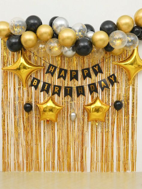 Black Gold  Collar  Latex   Embellished   Event & Party Supplies Black Golden Decoration Party, Black And Gold Party Decorations Simple, Black Gold Balloons Decoration, Black And Golden Birthday Theme, Balloon Decorations Party Simple, Black And Gold Decorations Party Ideas, 18th Birthday Decorations Black And Gold, Simple Black And Gold Birthday Decor, Golden And Black Balloon Decoration