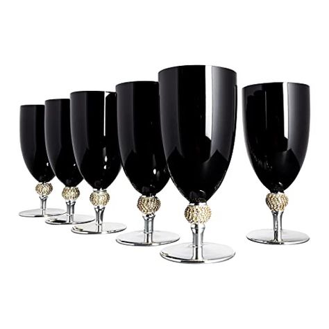 Enchanted Forest Centerpieces, Silver Wine Glasses, Rehearsal Dinner Themes, Black Wine Glasses, Gold Wine Glasses, Black Bowl, Silver Table, Martini Glasses, Drinking Glass