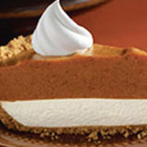 I came across this receipe years ago from one of those Sunday paper coupon leaflets (1996) and have been making it every year since from Thanksging thru Christmas...This is a very simple nobake pie that even the children can't wait to get a piece of..Mix & Enjoy!!!! Double Layer Pumpkin Pie, Double Layer Pumpkin Cheesecake, Layered Pumpkin Cheesecake, Coconut Dessert, Pumpkin Pie Cheesecake, No Bake Pumpkin Pie, Pumpkin Cheesecake Recipes, Delicious Family Meals, Train Pumpkin Carving