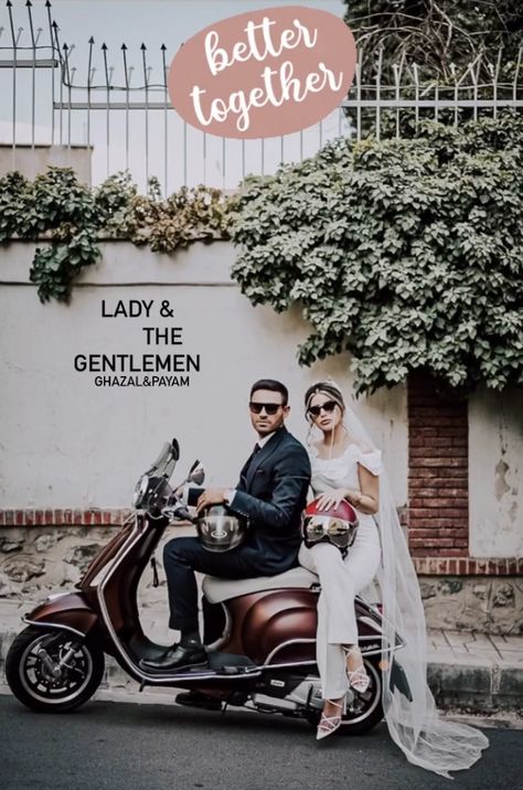 Prenup With Motorcycle, Bride And Groom Motorcycle, Motorcycle Bride And Groom, Wedding Photo Motorcycle, Motorcycle Prenup Ideas, Motorcycle Prewedding, Prenup Motorcycle, Bride Motorcycle, Motorcycle Wedding Pictures