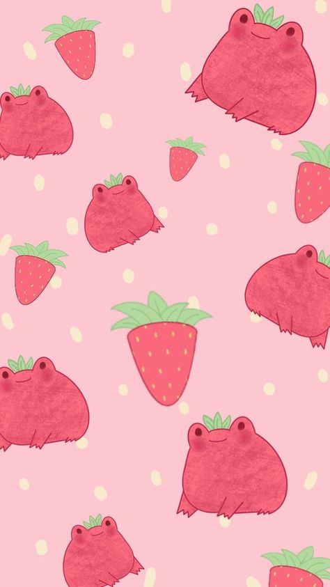 Strawberry Frog Wallpaper, Frog Phone Wallpaper, Frog Background, Frog Phone, Strawberry Frog, Frog Wallpaper, Phone Decals, Background Drawing, Cute Strawberry