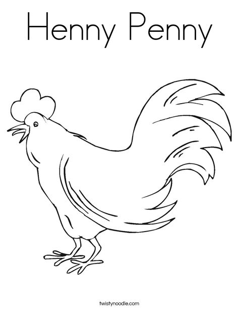 Printable Henny Penny Coloring Character Pages Chicken Coloring Pages, Fairy Tales Preschool, Fall Worksheets, Chicken Coloring, Henny Penny, Twisty Noodle, The Sky Is Falling, Fairytale Nursery, Holiday Lettering