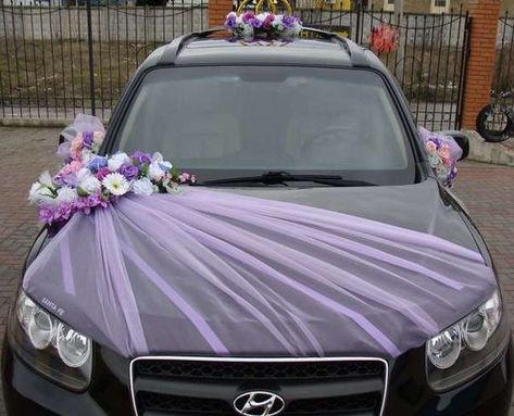 latest car decoration for wedding Wedding Car Deco, Car Bows, Just Married Car, Bridal Car, Wedding Car Decorations, Car Deco, Car Decoration, Wedding Stage, Car Rear View Mirror